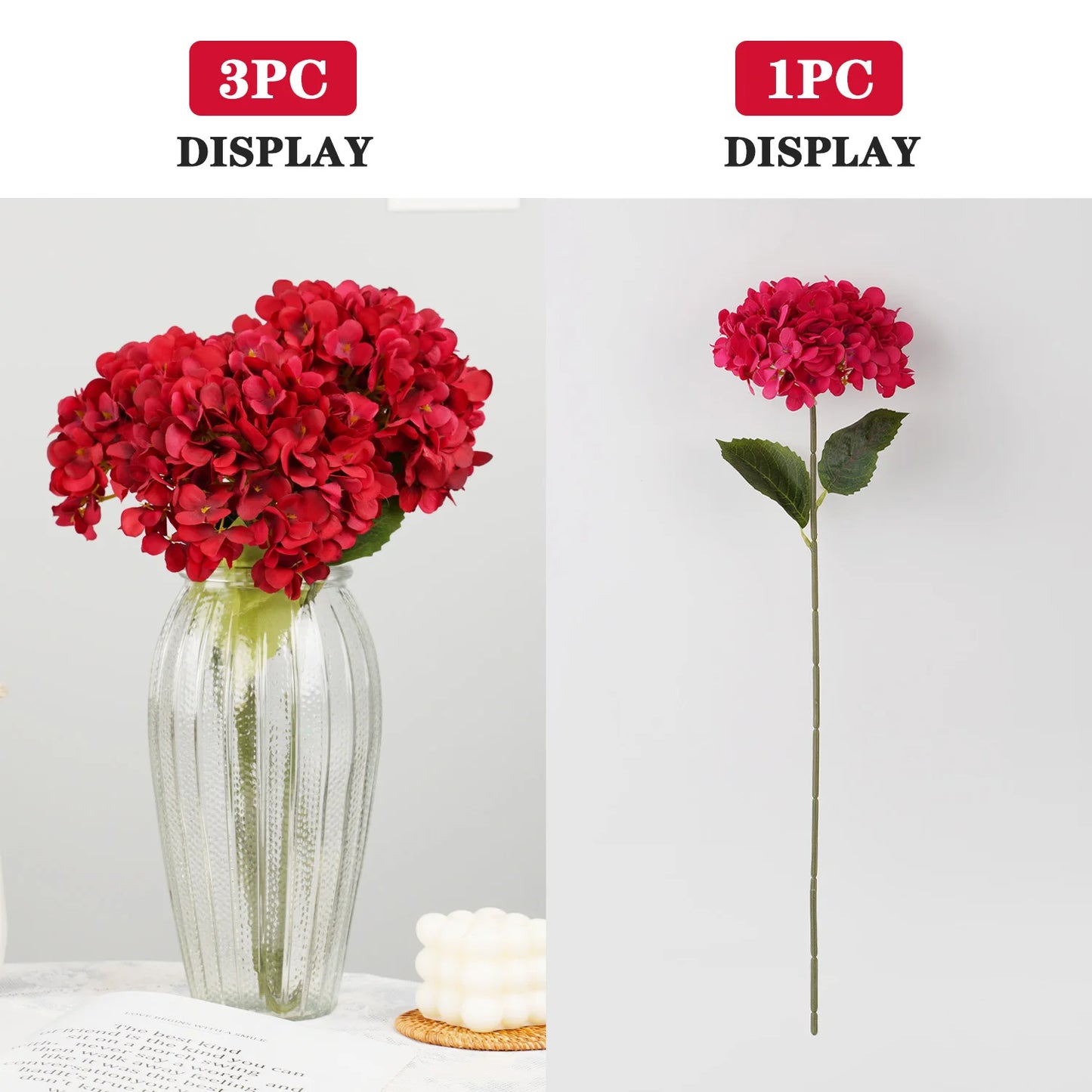 1 bouquet Artificial Silk Peony Hydrangea Flower Home Wedding Party Birthday New Year Valentines Day Floral Decor