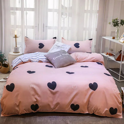 2/3 pcs Cartoon Print Duvet Cover Bedding Set With Pillowcase Cute Beautiful Comfortable for Bedroom Single Double Size No Sheet