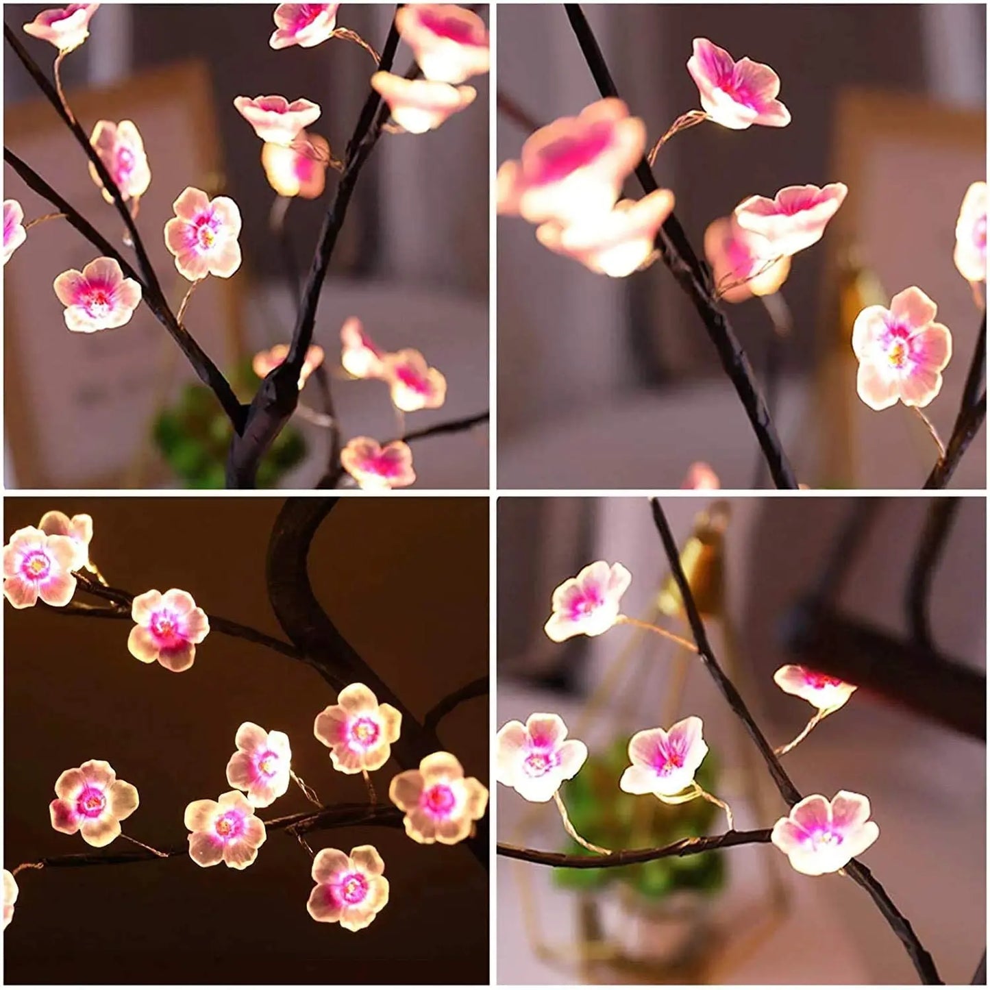 Cherry Blossom LED Table Tree Lamp – USB/Battery Touch‑Switch Bonsai‑Style Night Light Decoration