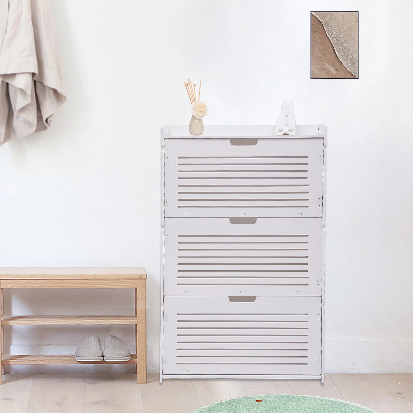 3-Layer Minimalist Design Entrance Shoe Rack Saves Space Living Room Furniture Shoe Cabinet (70 * 17 * 109)