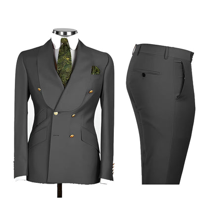 Chic Light Blue Double‑Breasted Groom Suit – Peak Lapel 2‑Piece Formal Wedding Tux Set