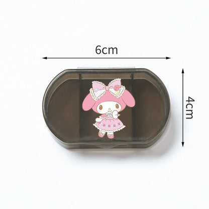 Cartoon Hello Kitty My Melody Plastic Pill Box Mini Tablet Case Anime Kawaii Portable Travel Medicines Storage Case Container
