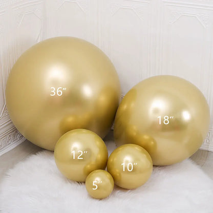 5/10Pcs 36Inch Metal Balloons Large Round Metallic Silver Rose Gold Chrome Gold Balloons for Birthday Baby Shower Wedding Decor