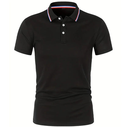 Men's Casual Breathable Solid Color High Quality Short Sleeve Polo Shirt