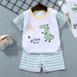 Cotton Cartoon Zebra Dinosaur Print Tracksuit Set 2-Piece Kids Summer Clothes Tee Shorts for Boys Girls 1-6 Years