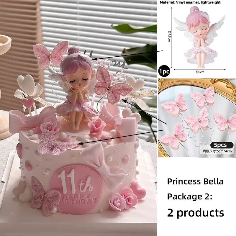 Angel Wing Princess Cake Topper – Fairy Ballet Dance Girl Decor for 1st Birthday, Gender Reveal & Baby Shower