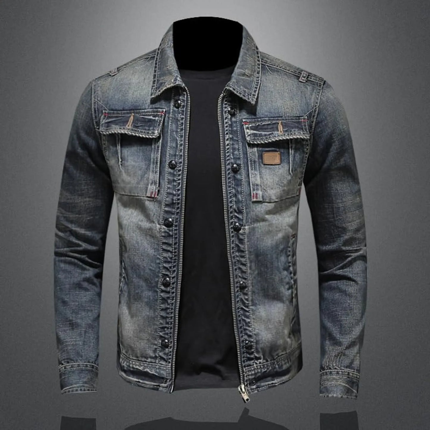 Vintage Denim Jacket Men's With Windbreak Cotton Padded Down Jacket Men's High Quality Classic Fashion New Zipper Padded Jacket