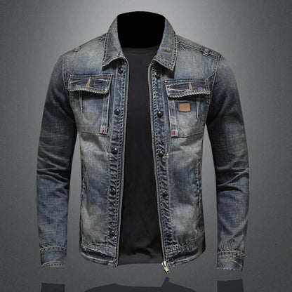 Vintage Denim Jacket Men's With Windbreak Cotton Padded Down Jacket Men's High Quality Classic Fashion New Zipper Padded Jacket