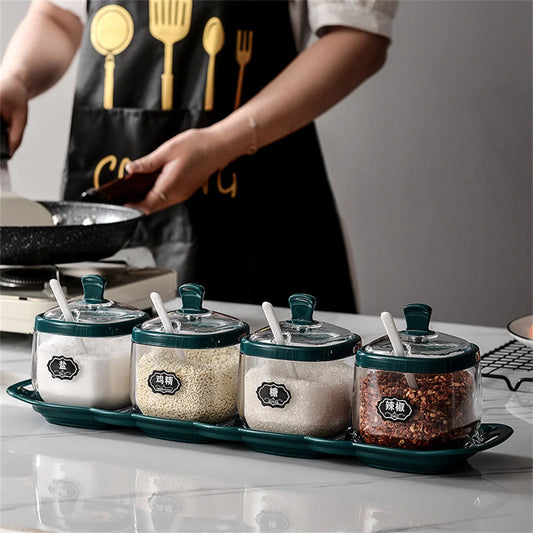 Multi-compartment Combination Seasoning Jar Canister Set