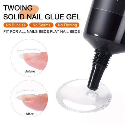 Solid nail glue for nail tips, gel for press-on nails, super strong acrylic nail for manicure extension, durable and long-lasting.