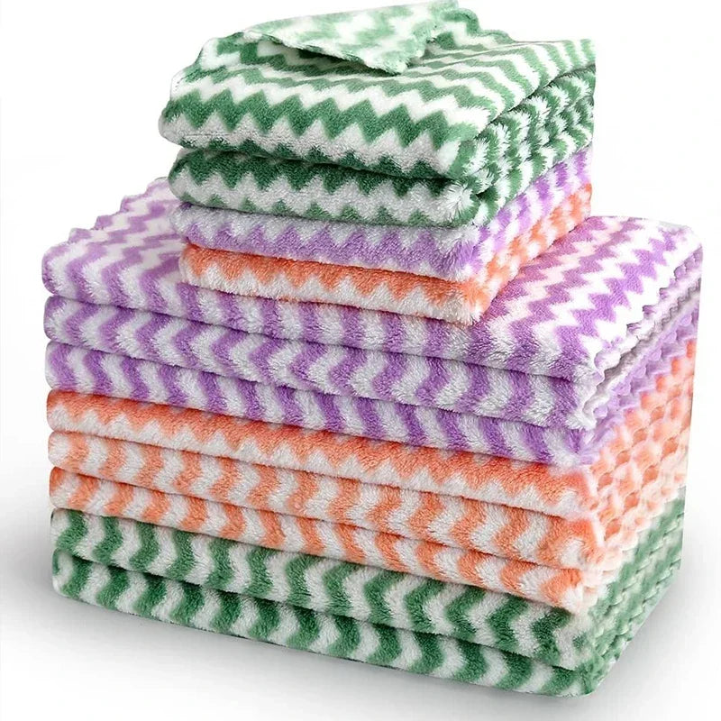 1/100PCS Super Absorbent Dishcloths Coral Fleece Cleaning Cloths Thickened Kitchen Washing Dish Rags Glass Windows Wipe Towel