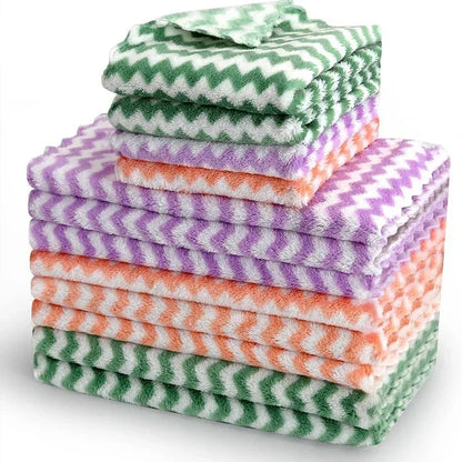 1/100PCS Super Absorbent Dishcloths Coral Fleece Cleaning Cloths Thickened Kitchen Washing Dish Rags Glass Windows Wipe Towel