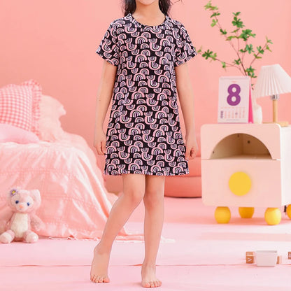 1/2 Piece Summer Children's Dress Girl Sweet And Lovely Casual Fashion Dress Comfortable And Versatile Knee-length Home Dress