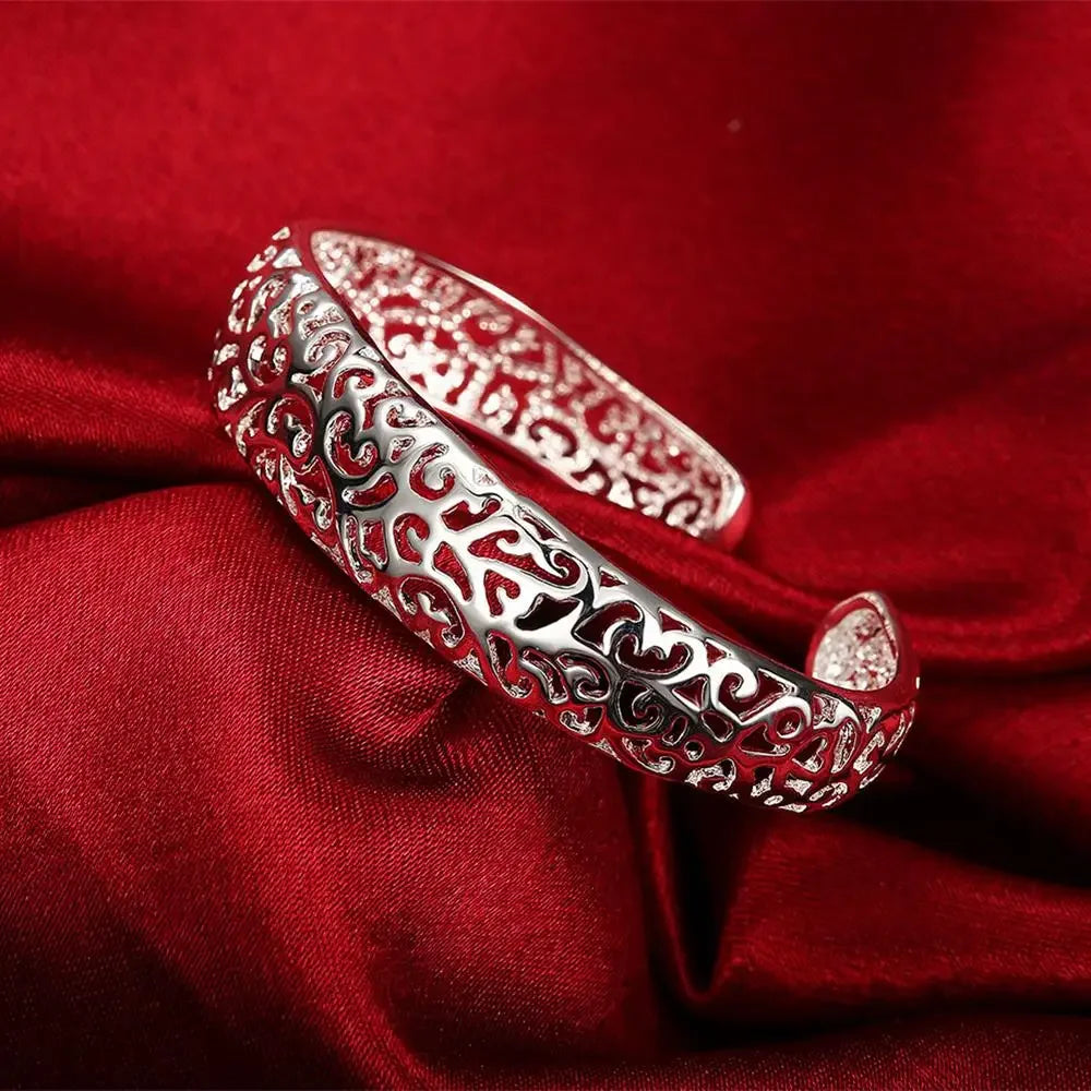 Trendy 925 Sterling Silver Bangles Bracelet Charms