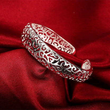 Trendy 925 Sterling Silver Bangles Bracelet Charms