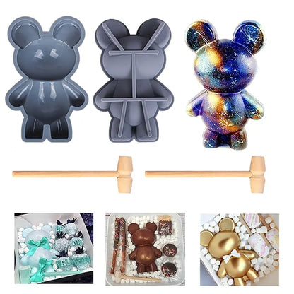 1PC 3D Surprise Bear Chocolate Silicone Mold DIY Mousse Cake Mould For Cake Decorating Tools