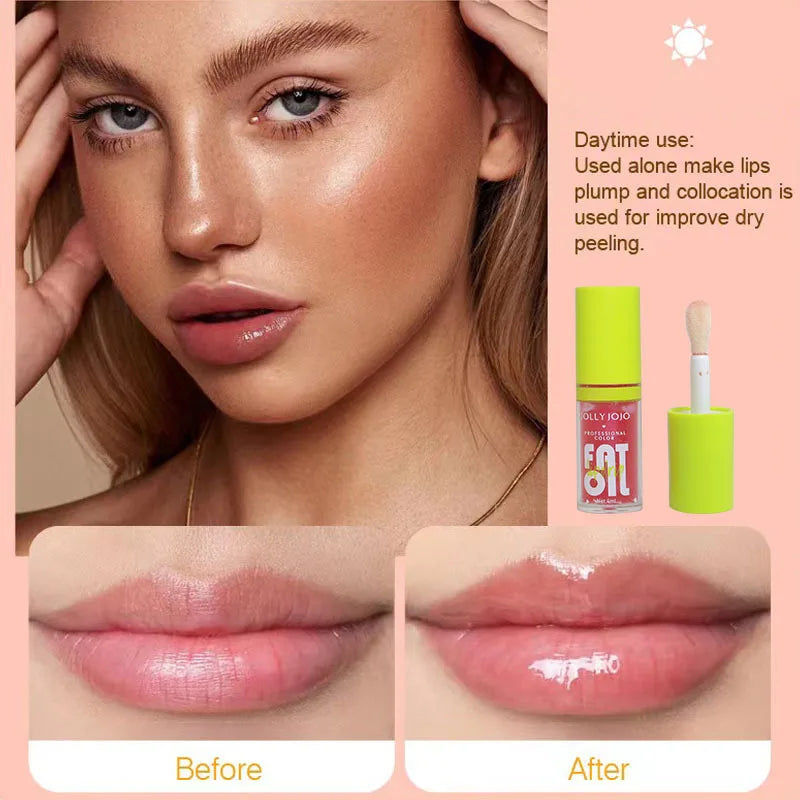 Lip Gloss Moisturizing Lip Plumper Oil Liquid Lipstick Long Lasting Makeup Transparent Lip Oil Tinted for Lip Care Cosmetics