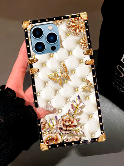 1 butterfly sheepskin textured phone case, suitable for iPhone 15 ProMax/14Plus/Samsung Galaxy S24 Ultra/S23 FE/A55/A15 models