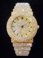 Luxury Watches For Men Full Diamond Iced Hip Hop Stylish Quartz Watch For Male Waterproof Calendar Men's Wristwatches Gift New