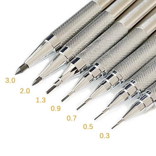 Full Metal Automatic Mechanical Pencil Set (0.3 -0.5 -0.7 -0.9 -1.3 -2.0mm)