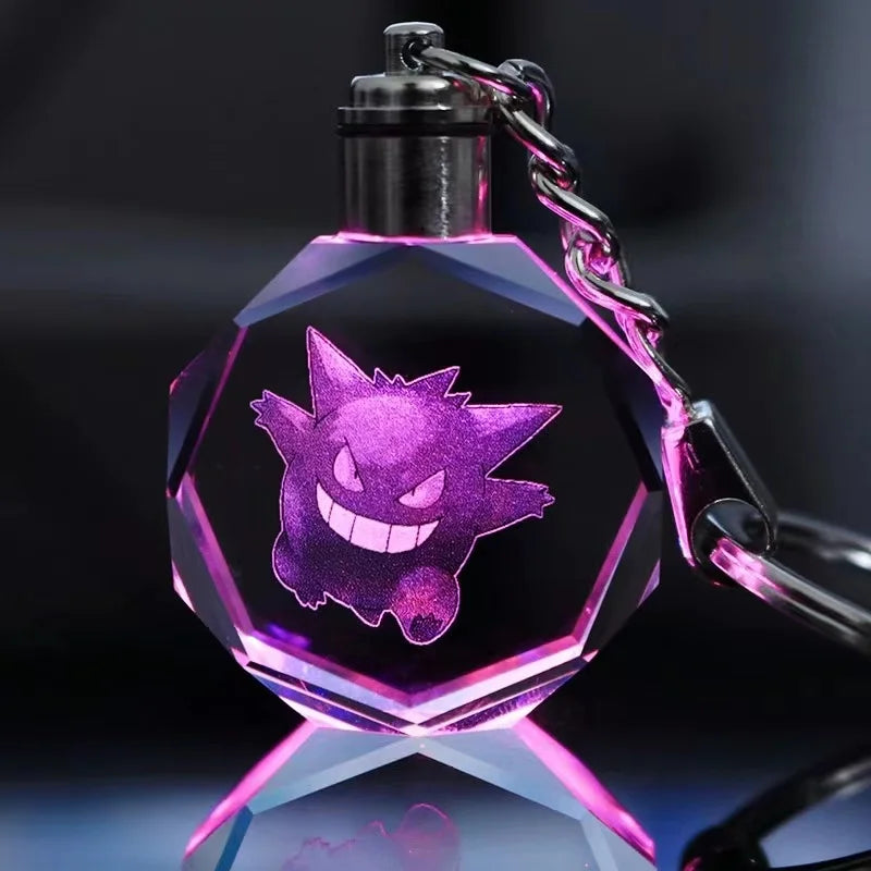 Pokemon Cartoons Anime Figure Pikachu Charizard Mewtwo Eevee Crystal  Collection Luminous Keychain Pendant Model  Kids Toy Gift