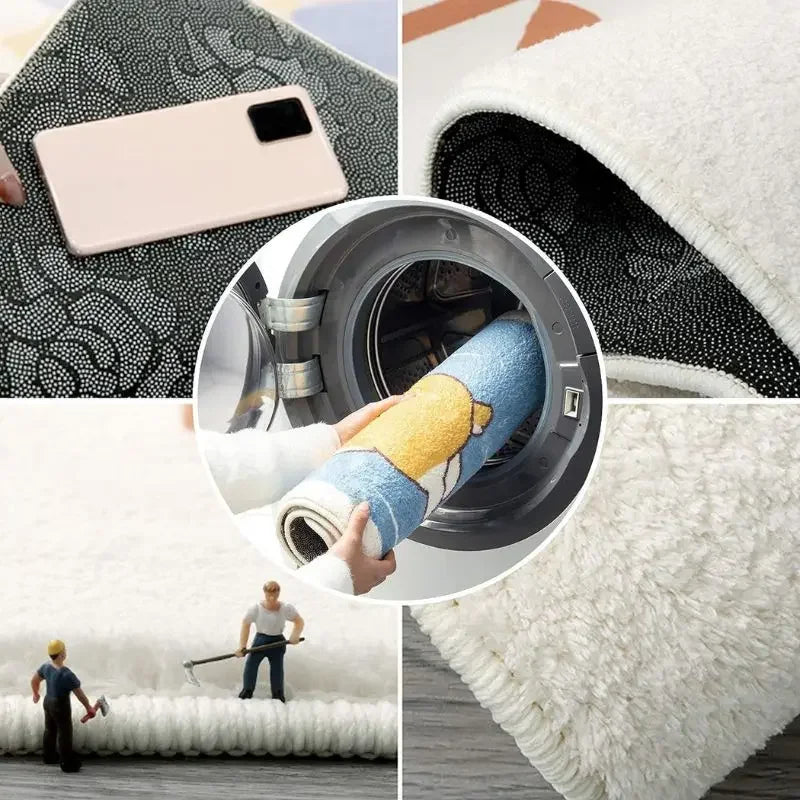 Soft Cartoon Imitation‑Cashmere Floor Mat for Bedroom, Bathroom & Home Décor