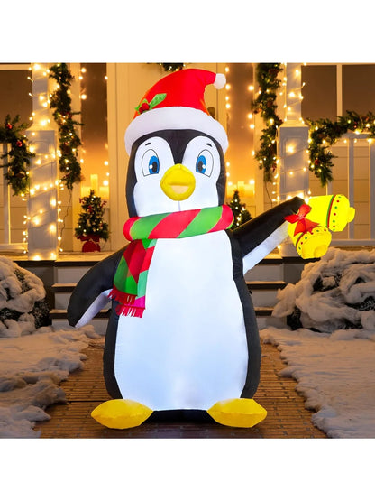 JOYFY 5 FT Christmas Inflatable Penguin Decoration with Built-in LEDs for Christmas Party Indoor Outdoor Décor