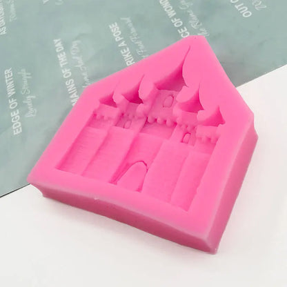 1 piece, castle shaped silicone mold, flipped sugar cake decoration, European style architecture retro castle chocolate mold