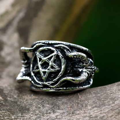 ✨ Men’s 316L Stainless Steel Pagan Star Ring – Gothic