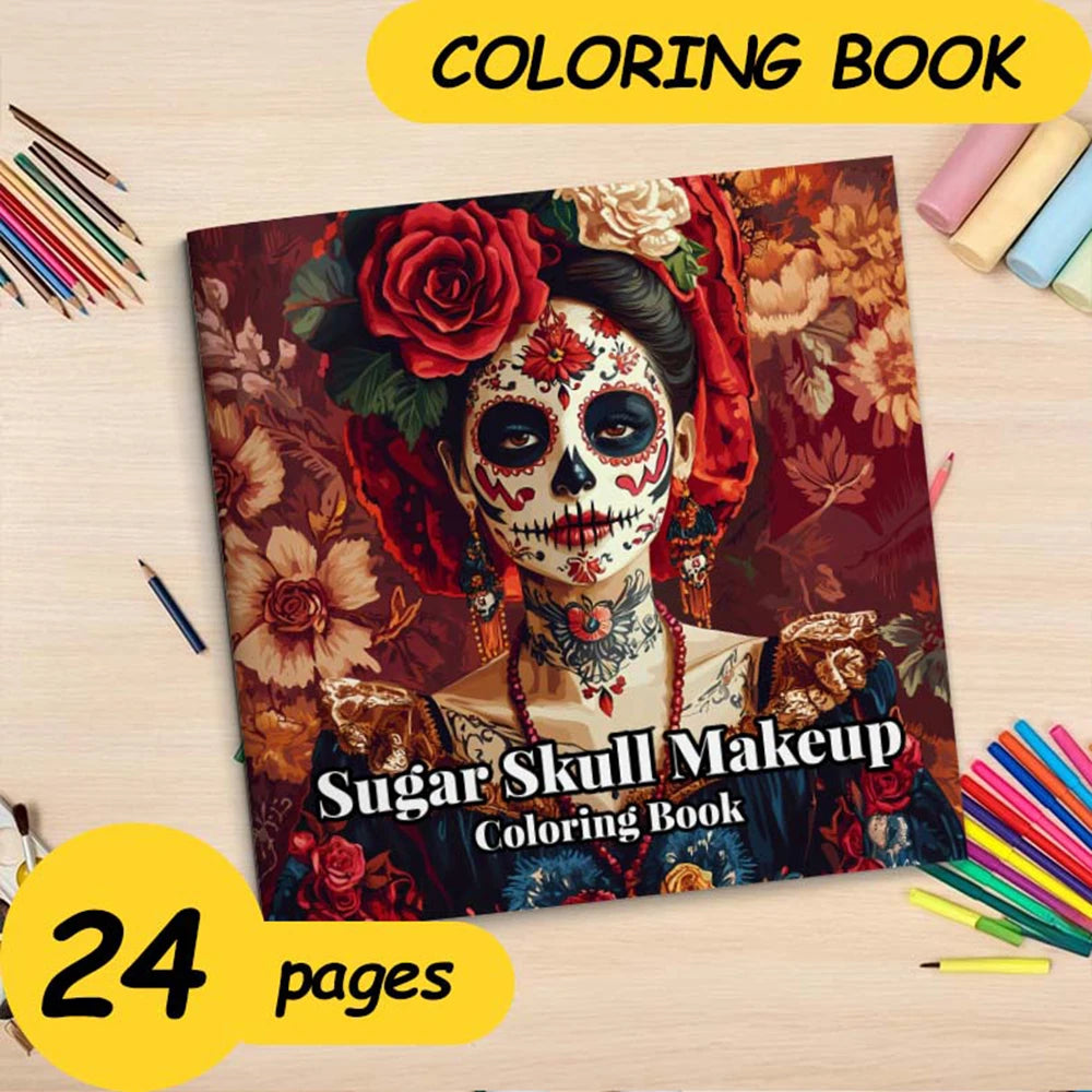 1pc 24 Pages Skull in Makeup Theme Coloring Book Art Craft Creative Expression Ideal Gift for Teens Adults