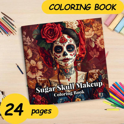 1pc 24 Pages Skull in Makeup Theme Coloring Book Art Craft Creative Expression Ideal Gift for Teens Adults