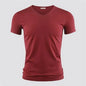 Men's Pure Color V Collar Short Sleeved T-Shirt