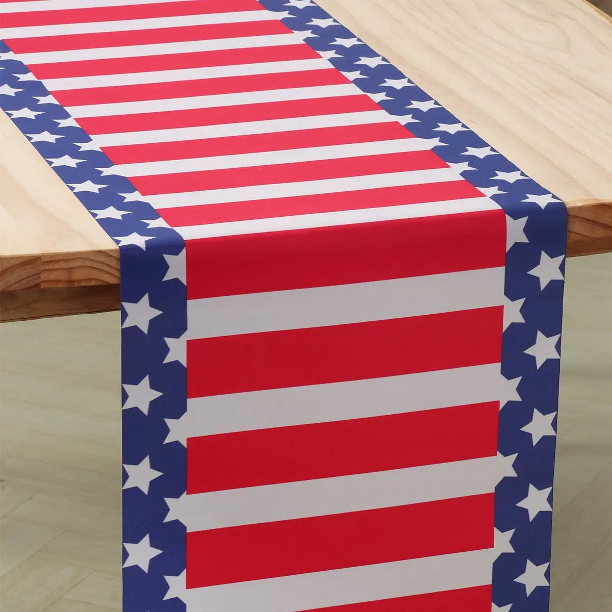 Patriotic Independence Day Linen Table Runner American Flag Heart Star Dwarf 4th of July Table Runner Kitchen Dining Party Decor