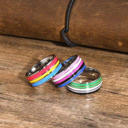 Pride Parade Lesbian Gay LGBT Pride Ring, Bisexual Non-binary Pride Multicolor Rainbow Ring, Love Promise Wedding Jewelry