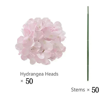 50 PCS Artificial Hydrangea Flowers Silk Hydrangea Heads for Wedding