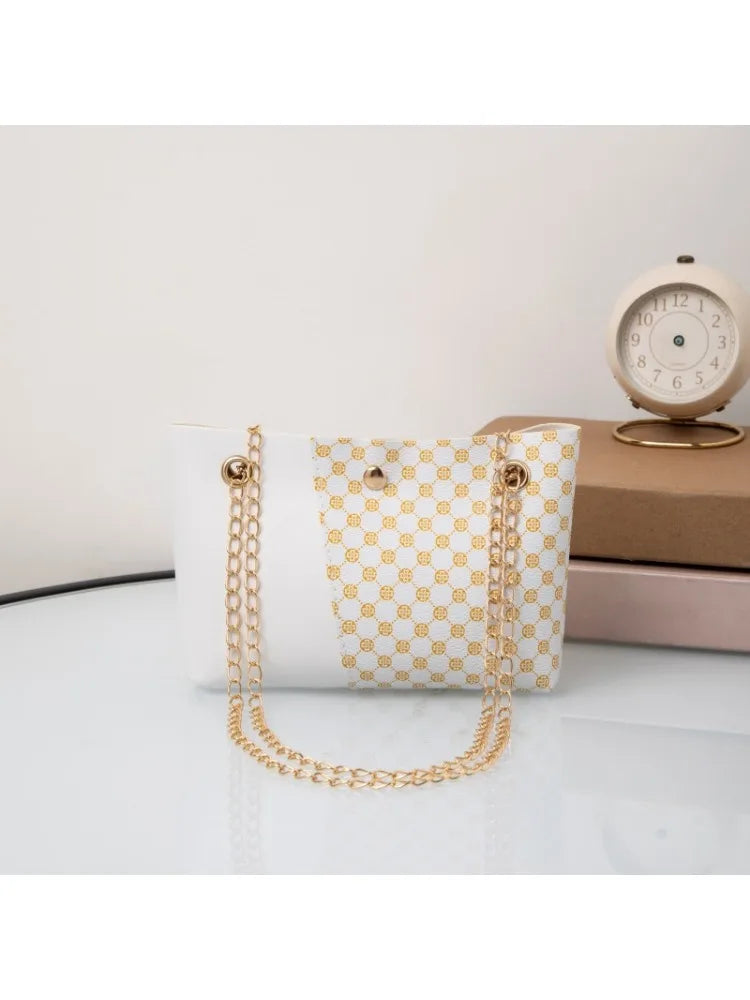 Bag 2024 new trendy fashion polka dot printing chain bucket bag one shoulder messenger bag one piece delivery