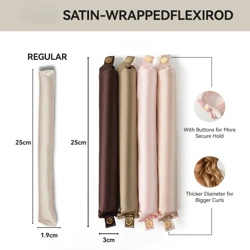 Heatless Satin Hair Curling Rod Headband – No‑Heat Soft Sleep Rollers for Effortless Lazy Curls