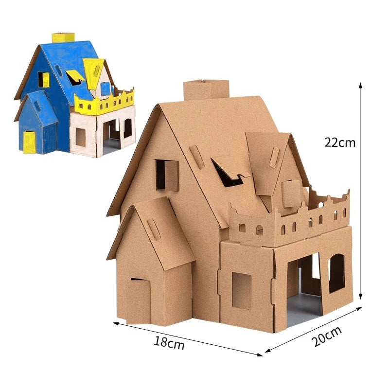 Christmas Paper House DIY Painting Corrugated Board Villa Manor Castle Set Xmas Party Birthday Decoration Kids Gift Home Supply