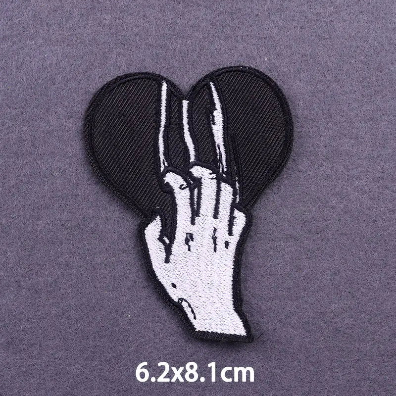 The Death Embroidery Iron On Patches For Clothing DIY Applique Patches On Clothes Skull Badges on backpack Jakcet