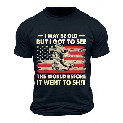 Men’s Retro Flag Skull T‑Shirt – 3D Print Short Sleeve Casual Summer Tee