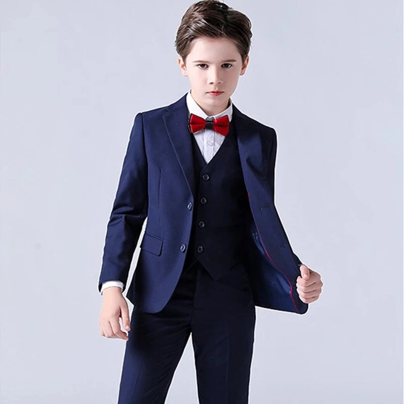 Boys Top Quality Plaid Suit Tuxedo Bowtie Blazer