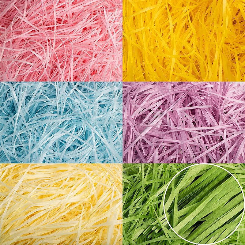 100g Raffia Shredded Paper Grass – Crinkle Basket Stuffers for Easter Eggs & DIY Gift Box Decor
