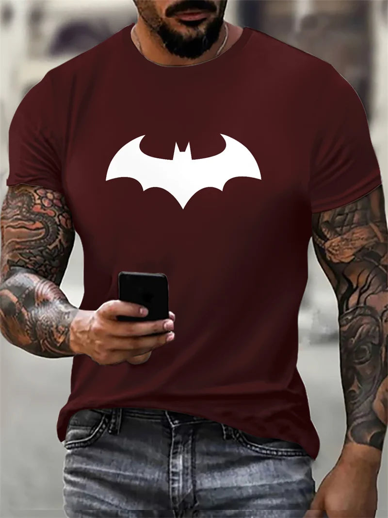 Fashion Bat Pattern Men's T-Shirts Summer Short Sleeve Outdoor Street 3d Printed Hip Hop T Shirt 6XL Plus Size Casual Tops