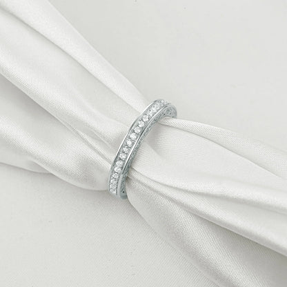 925 Sterling Silver Straight Stackable Wedding Ring Engagement Band For Women Trendy Jewelry Size 5-12