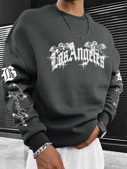 Men’s Gothic Letter Pullover – Soft Long Sleeve
