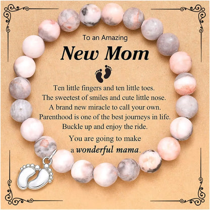 Women Bracelet New Mom Gifts Natural Stone Beaded Bracelet For Pregnant Women 1st Time Mothers Day Mom Mommy to Be Bracelet Gift