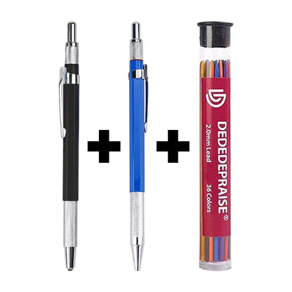Mechanical Sketch Pencil 2.0mm – Includes 36‑Color Drawing Leads & Replacement Lead Set