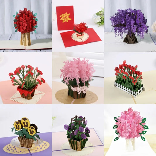 Creative 3D Flower Pop‑Up Card – Carnation Basket Greeting for Special Occasions