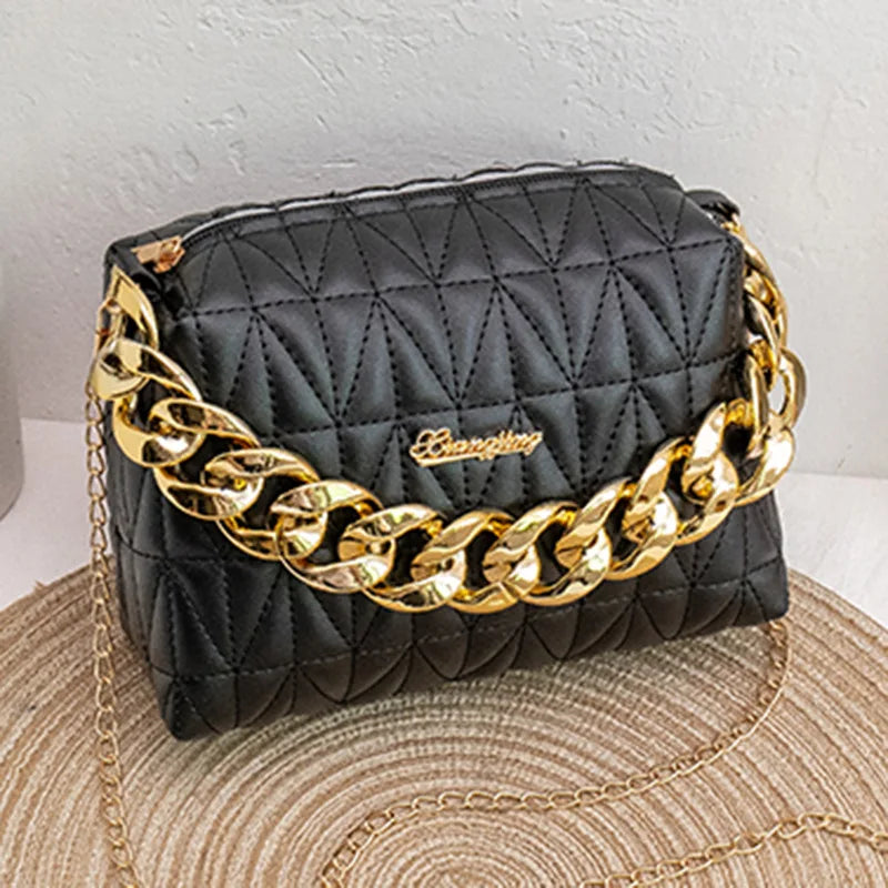 Women's Fashion Chain Embroidered Shoulder Bag