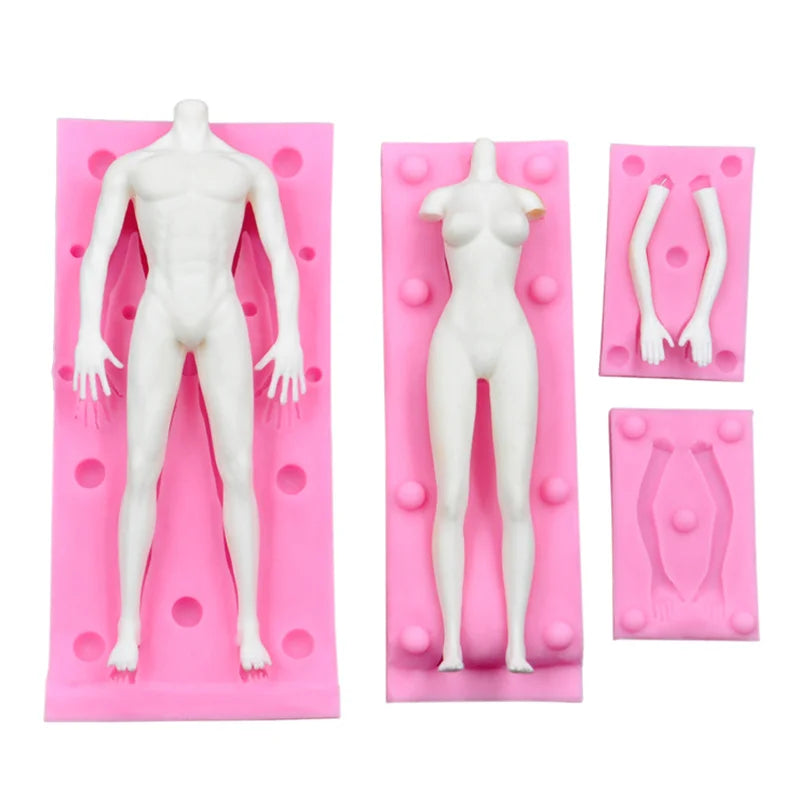 3D Doll Body Silicone Mold Fondant Chocolate Cake Decorating Tool DIY Clay Soft Pottery Doll Human Body Hand and Feet Mold